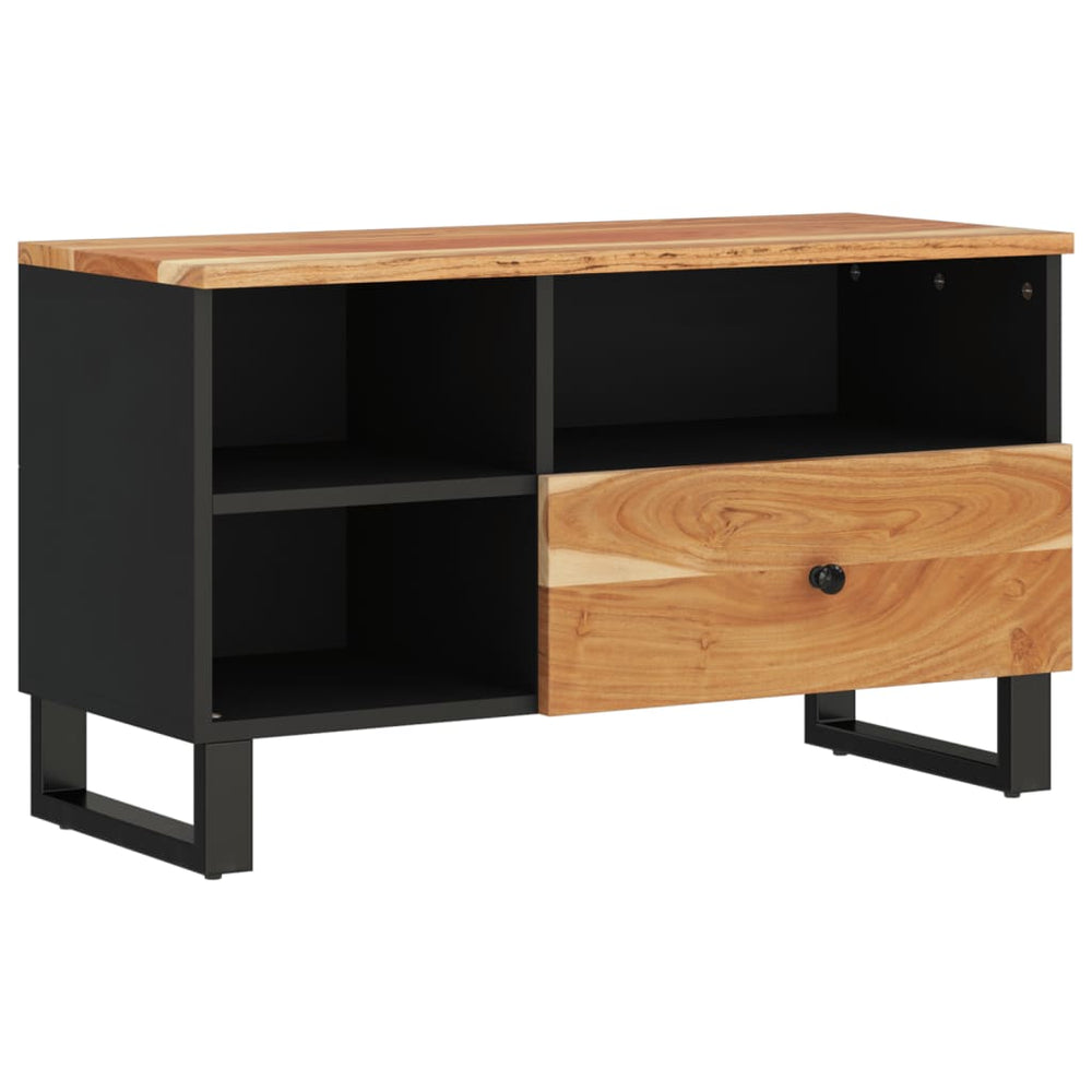 Comodă Tv, 80X33X46 Cm, Lemn Masiv De Acacia & Lemn Compozit