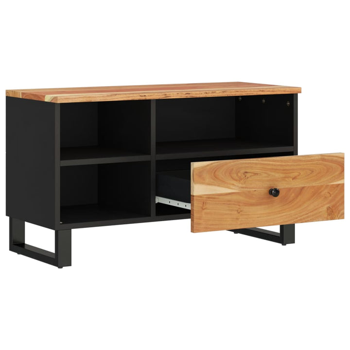 Comodă Tv, 80X33X46 Cm, Lemn Masiv De Acacia & Lemn Compozit