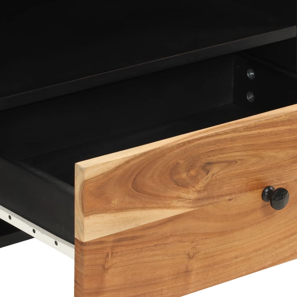 Comodă Tv, 80X33X46 Cm, Lemn Masiv De Acacia & Lemn Compozit