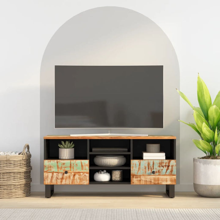 Comodă Tv, 100X33X46 Cm, Lemn Masiv Reciclat & Lemn Compozit