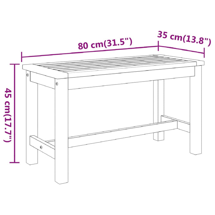 Bancă De Grădină 80X35X45 Cm, Lemn Masiv De Acacia