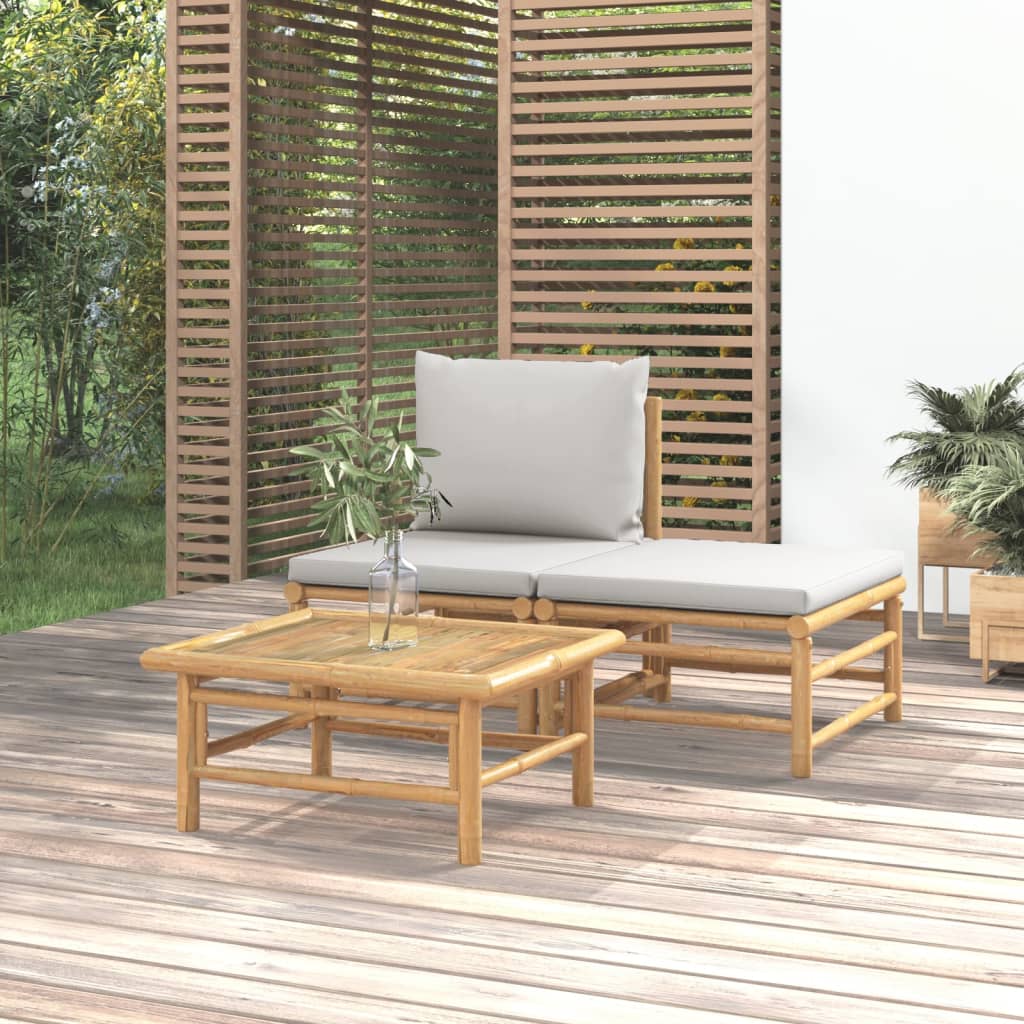 Set Mobilier De Grădină Cu Perne , 3 Piese, Bambus
