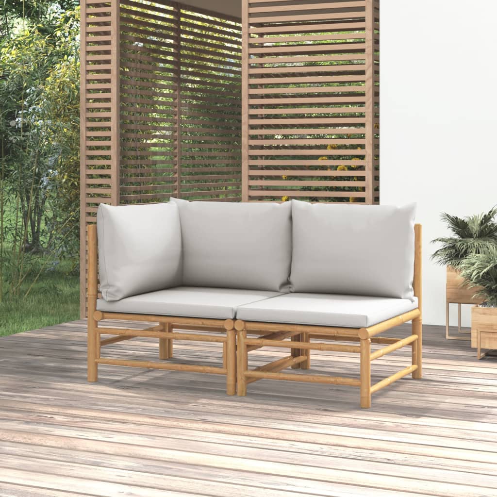Set Mobilier De Grădină Cu Perne , 3 Piese, Bambus