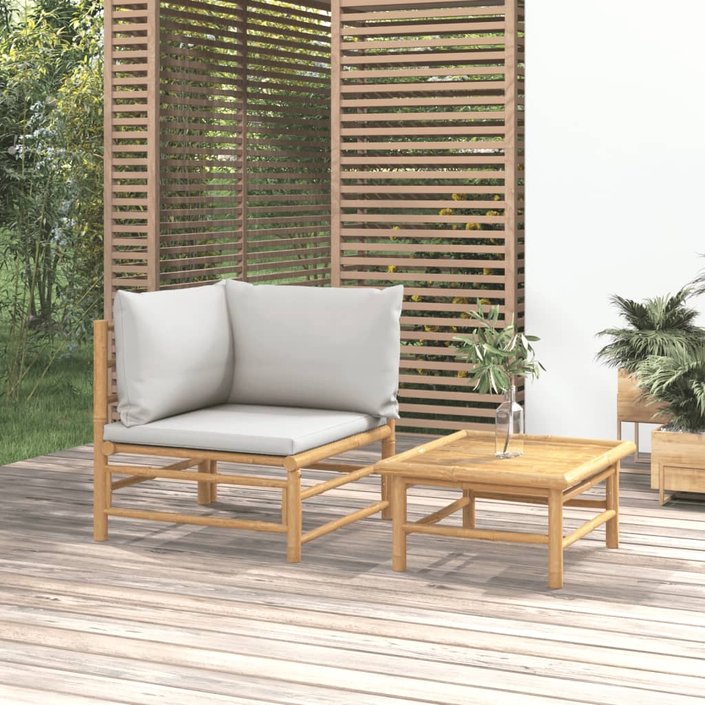 Set Mobilier De Grădină Cu Perne , 3 Piese, Bambus