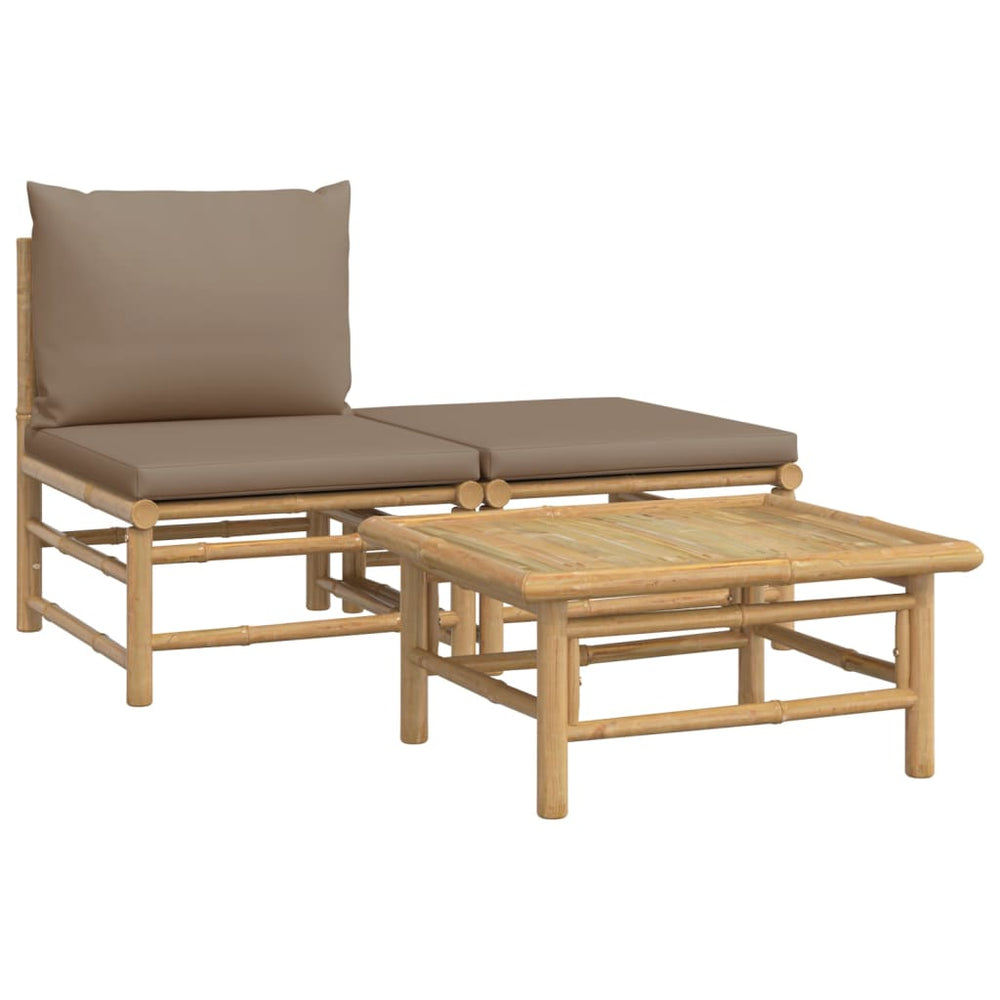 Set Mobilier De Grădină Cu Perne , 3 Piese, Bambus
