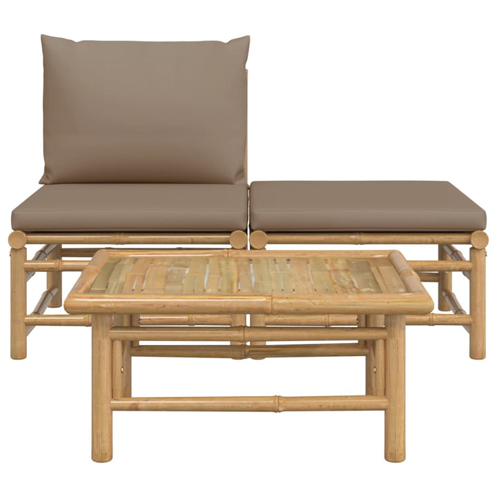 Set Mobilier De Grădină Cu Perne , 3 Piese, Bambus