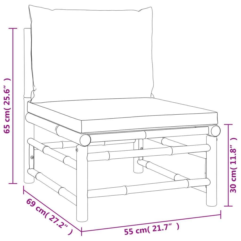 Set Mobilier De Grădină Cu Perne , 3 Piese, Bambus
