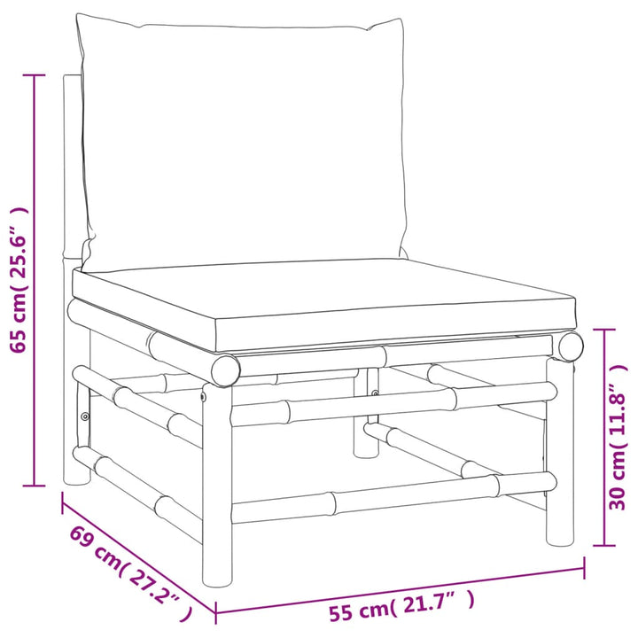 Set Mobilier De Grădină Cu Perne , 3 Piese, Bambus