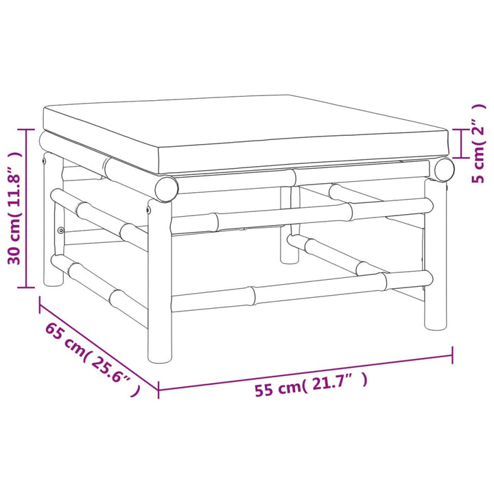 Set Mobilier De Grădină Cu Perne , 3 Piese, Bambus