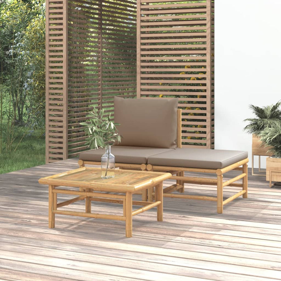 Set Mobilier De Grădină Cu Perne , 3 Piese, Bambus