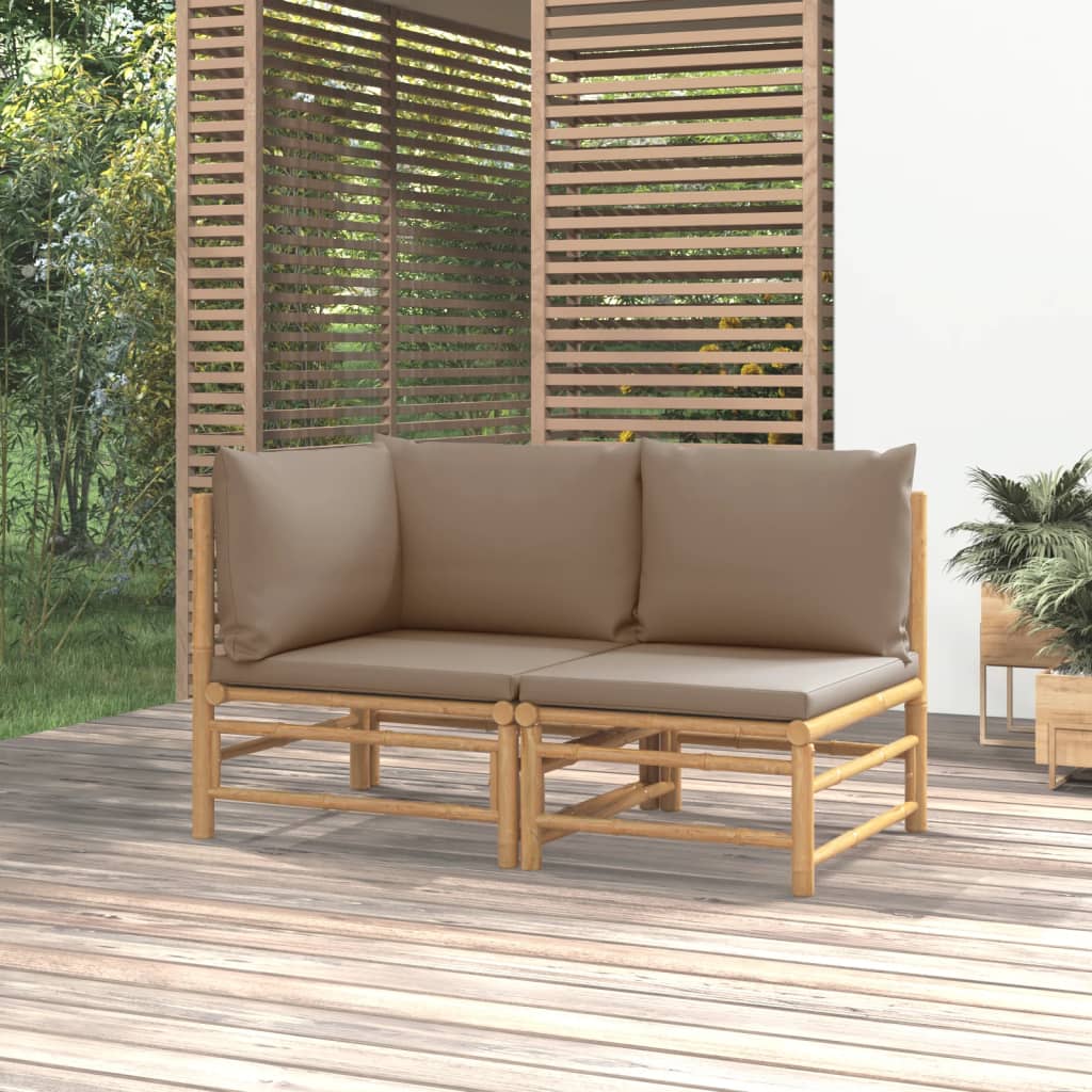 Set Mobilier De Grădină Cu Perne , 3 Piese, Bambus