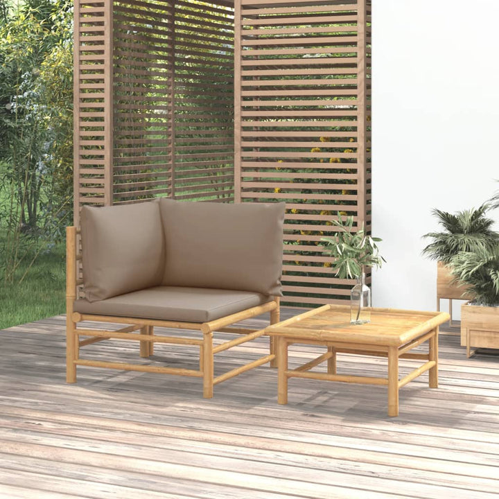 Set Mobilier De Grădină Cu Perne , 3 Piese, Bambus