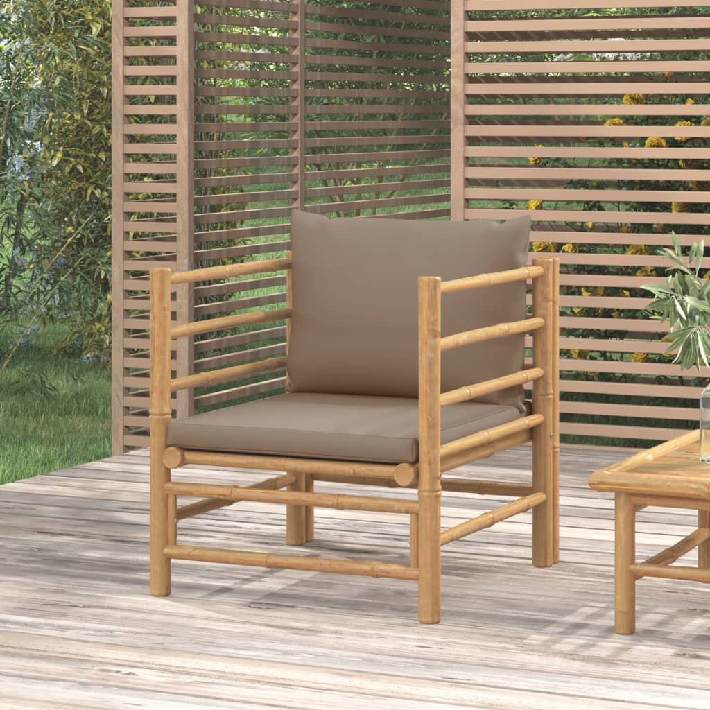 Set Mobilier De Grădină Cu Perne , 3 Piese, Bambus