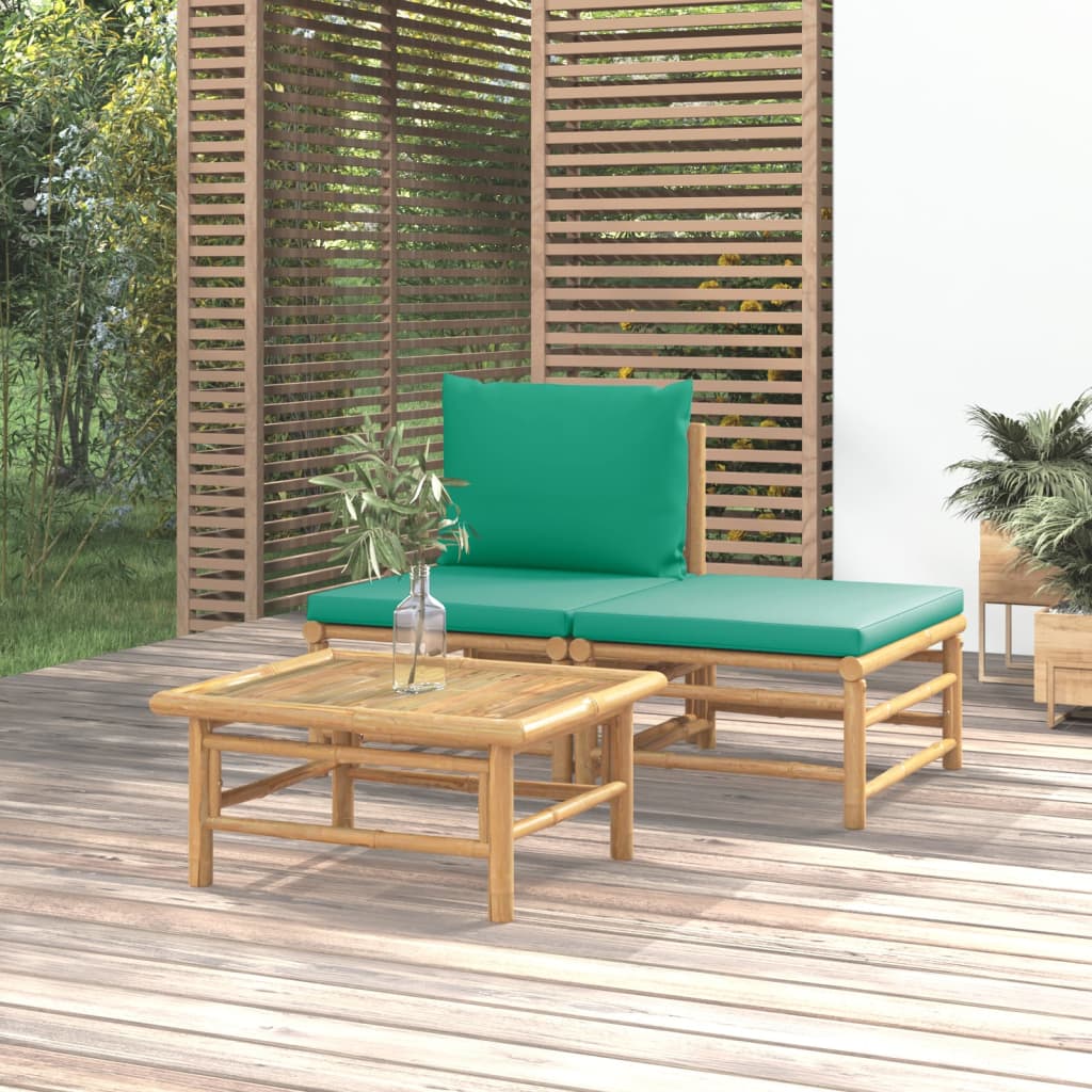 Set Mobilier De Grădină Cu Perne , 3 Piese, Bambus