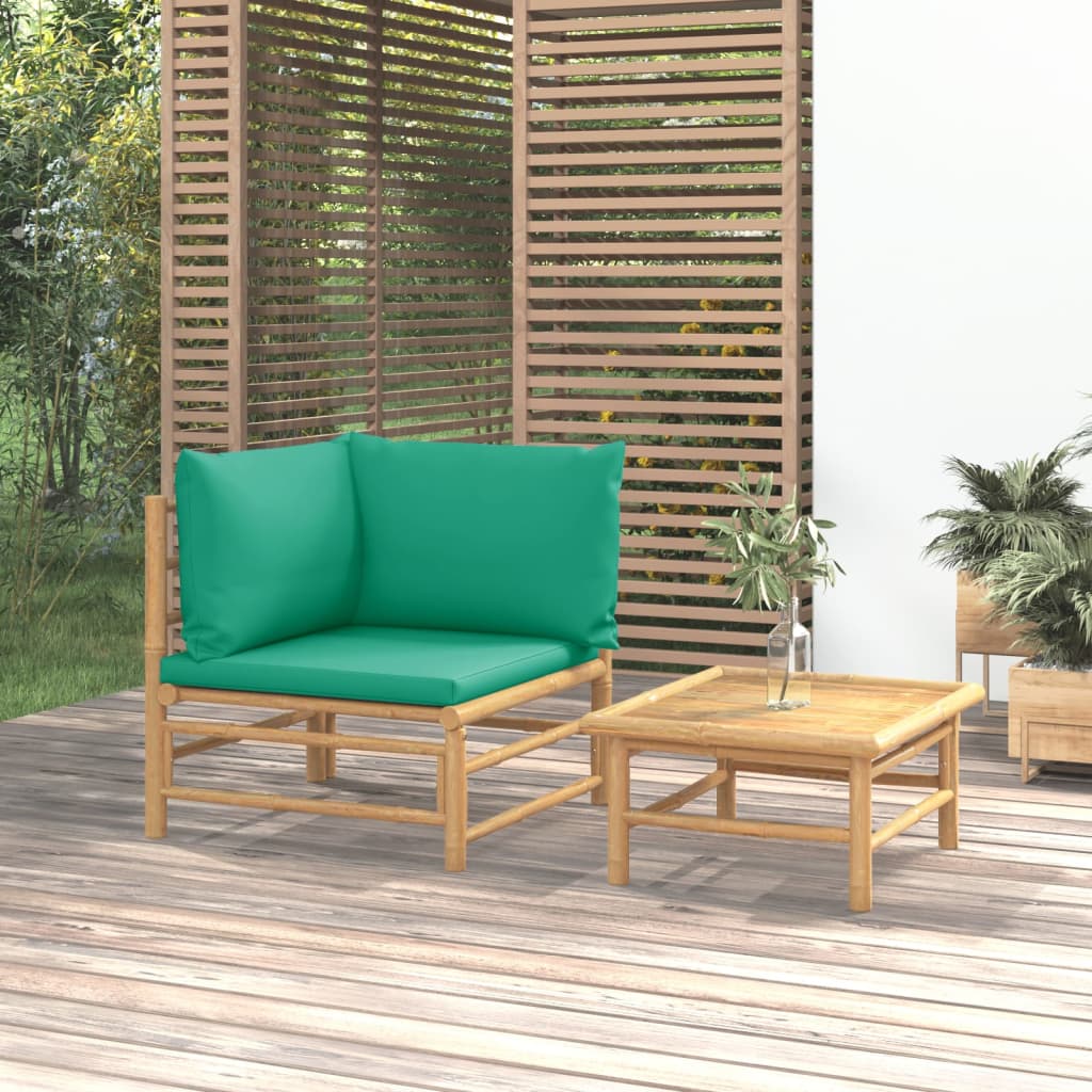 Set Mobilier De Grădină Cu Perne , 3 Piese, Bambus