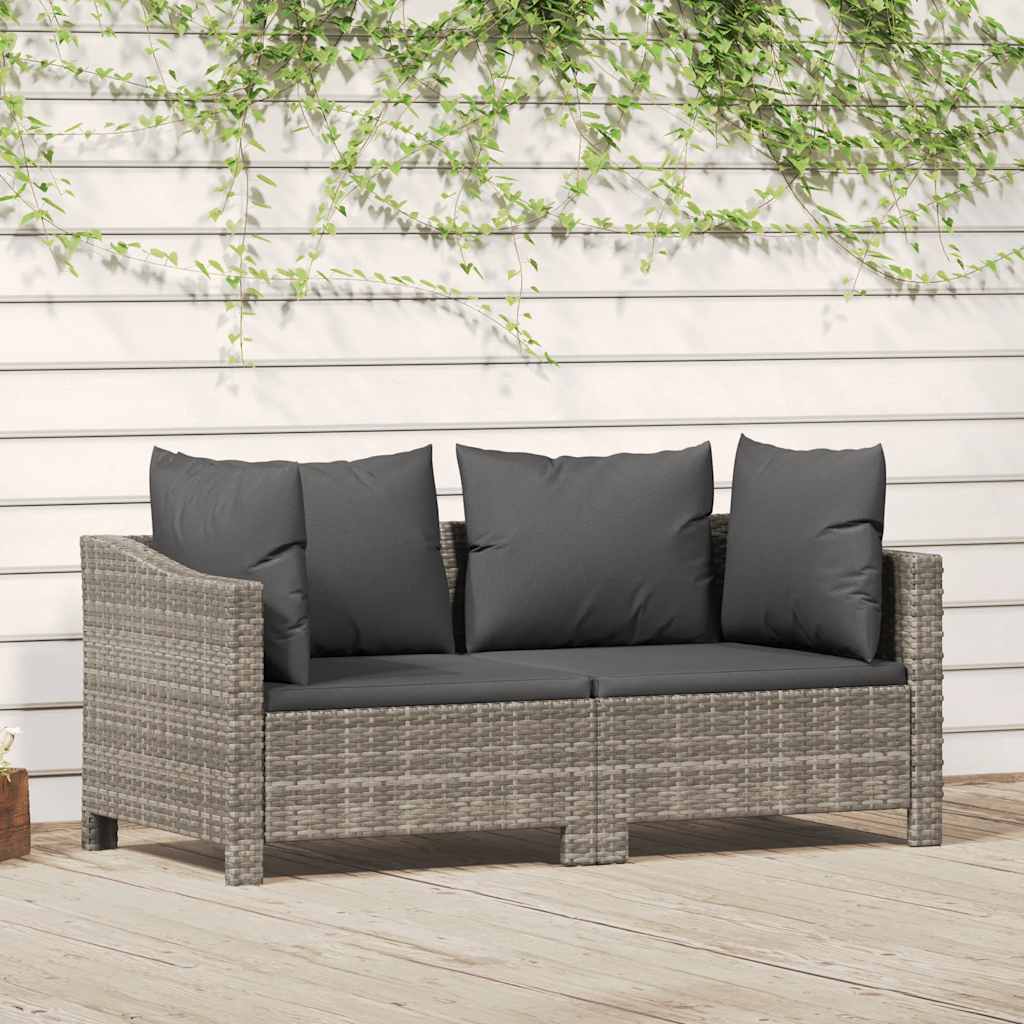 Set Mobilier De Grădină Cu Perne, 4 Piese, Gri, Poliratan