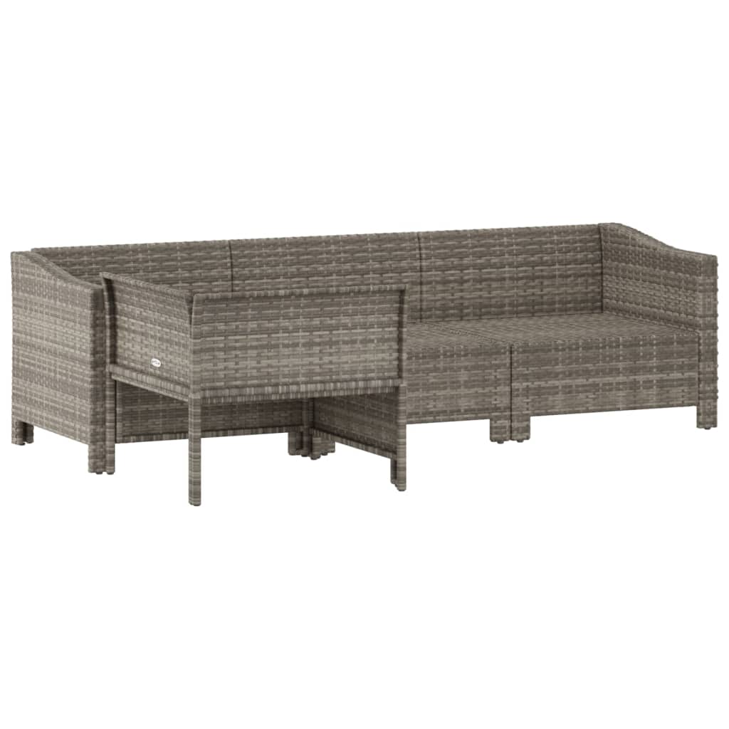 Set Mobilier De Grădină Cu Perne, 4 Piese, Gri, Poliratan