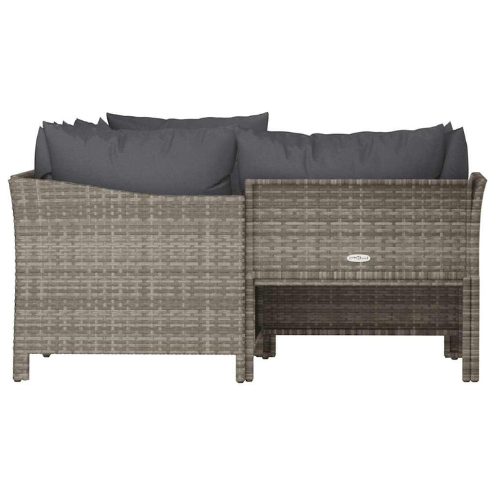 Set Mobilier De Grădină Cu Perne, 4 Piese, Gri, Poliratan
