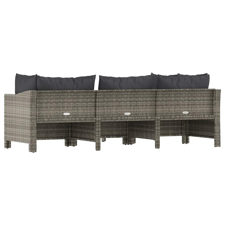 Set Mobilier De Grădină Cu Perne, 4 Piese, Gri, Poliratan
