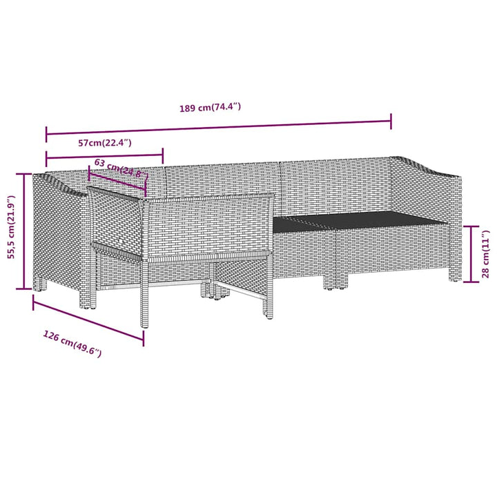 Set Mobilier De Grădină Cu Perne, 4 Piese, Gri, Poliratan