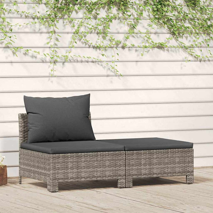 Set Mobilier De Grădină Cu Perne, 4 Piese, Gri, Poliratan