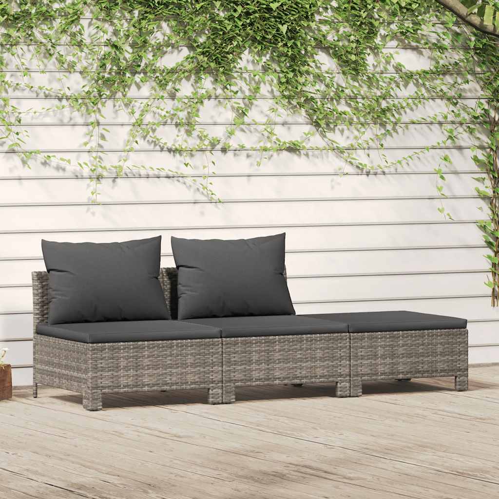 Set Mobilier De Grădină Cu Perne, 4 Piese, Gri, Poliratan
