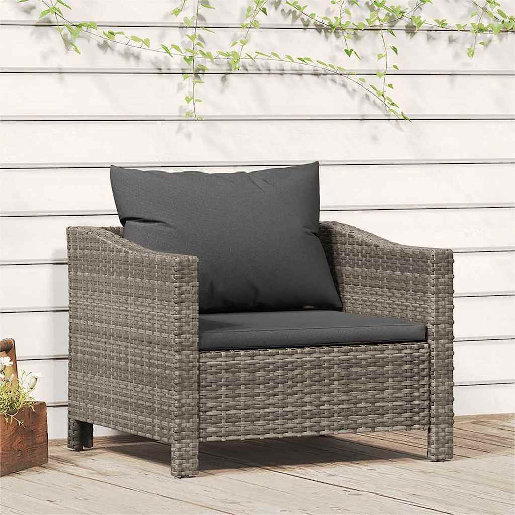 Set Mobilier De Grădină Cu Perne, 4 Piese, Gri, Poliratan