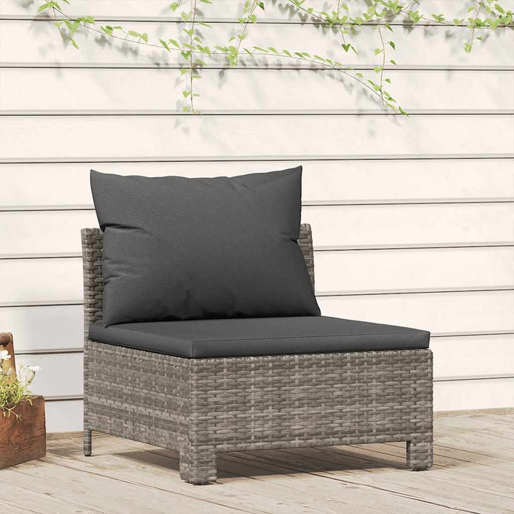 Set Mobilier De Grădină Cu Perne, 4 Piese, Gri, Poliratan