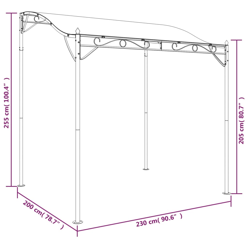 Copertină, , 2X2,3 M, 180 G/M², Material Textil Și Oțel
