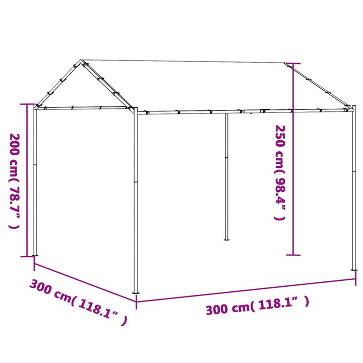 Cort Pavilion, Antracit, 3X3 M, Oțel Și Material Textil