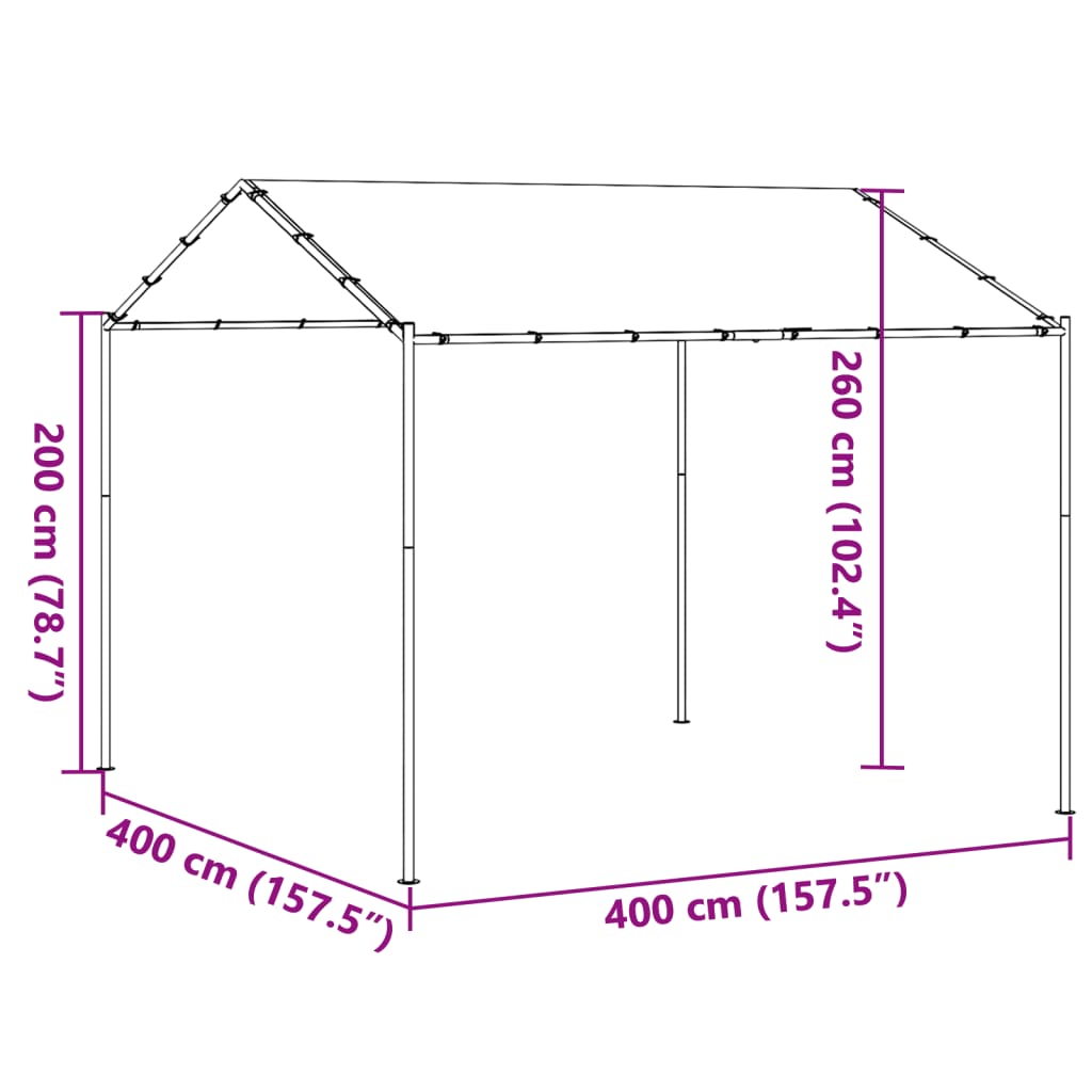 Cort Cu Baldachin, Bej, 4X4 M, Oțel Și Material Textil