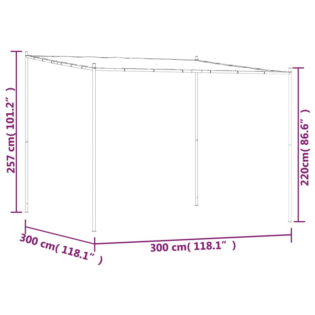 Foișor, Antracit, 3X3 M, 180 G/M², Material Textil Și Oțel