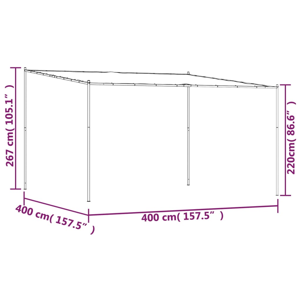 Foișor, Antracit, 4X4 M, 180 G/M², Material Textil Și Oțel