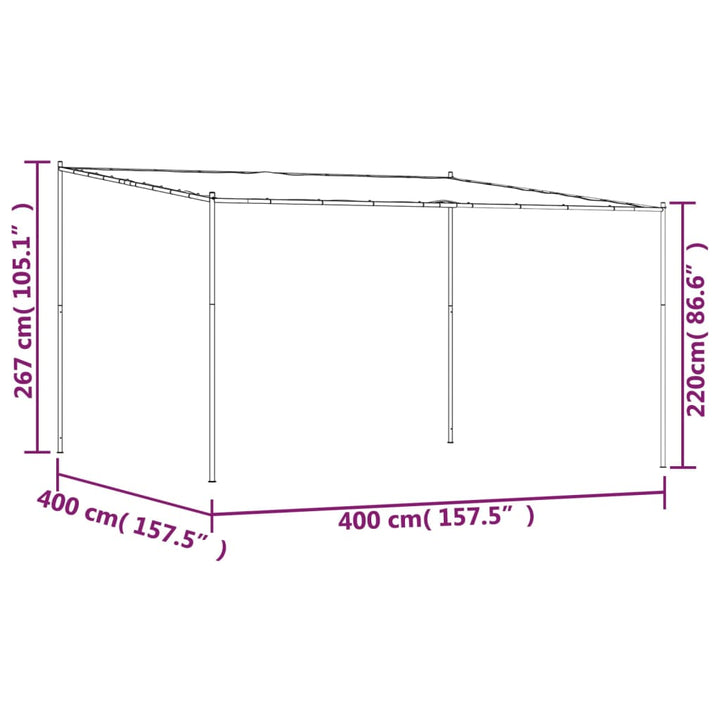 Foișor, Antracit, 4X4 M, 180 G/M², Material Textil Și Oțel