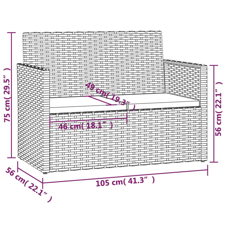 Bancă De Grădină Cu Perne, , 105 Cm, Poliratan