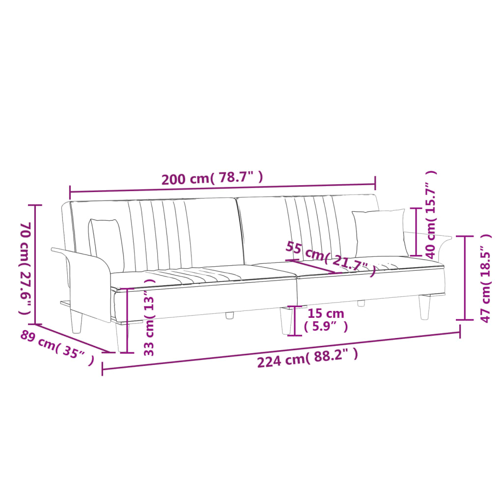 Canapea Extensibilă Cu Cotiere, , Textil