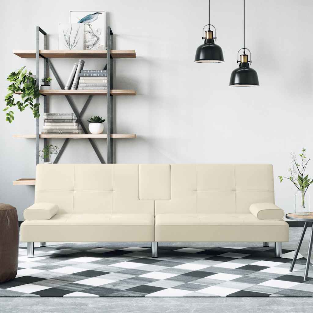 Canapea Extensibilă Cu Suporturi Pahare, , Piele Ecologică