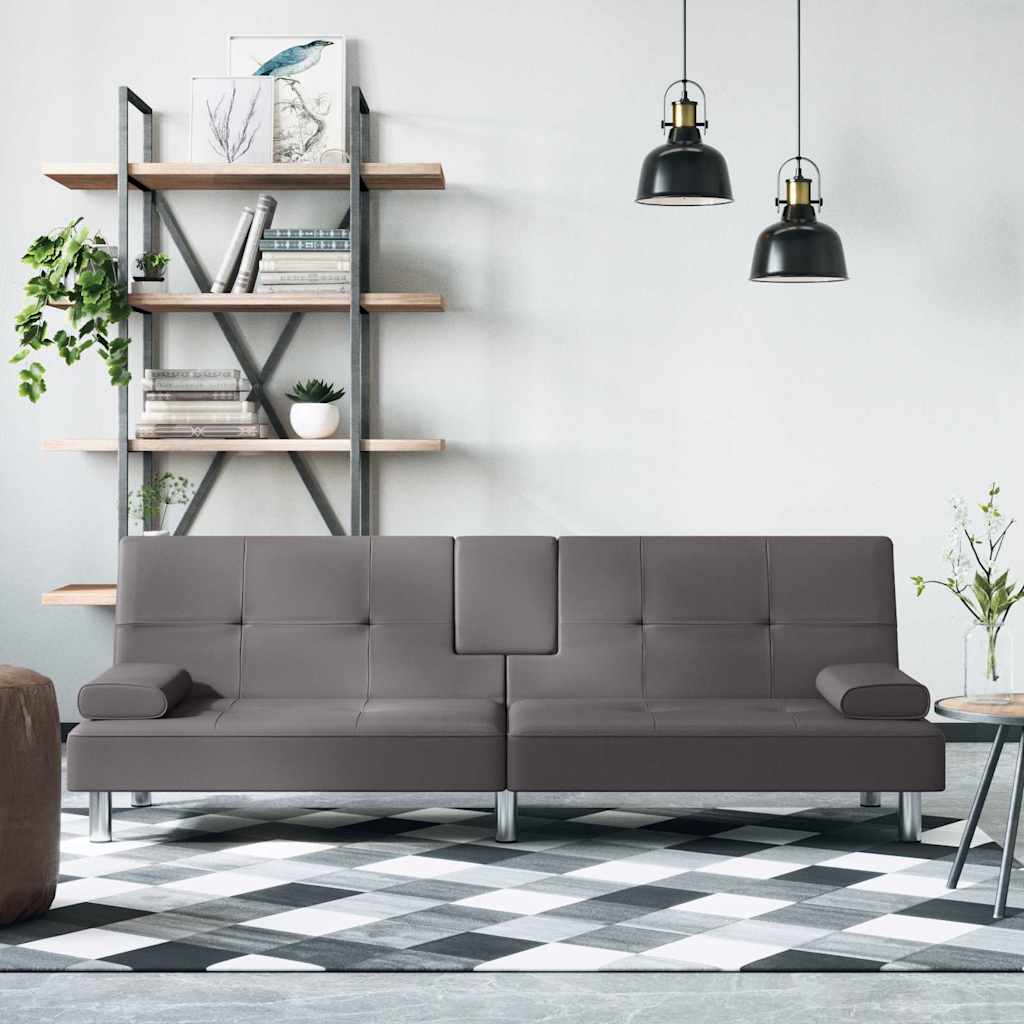Canapea Extensibilă Cu Suporturi Pahare, , Piele Ecologică