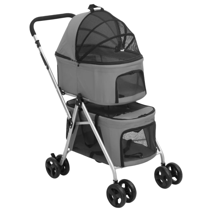 Cărucior Pliabil Câini 2 Niveluri 83X48X97 Cm Textil Oxford