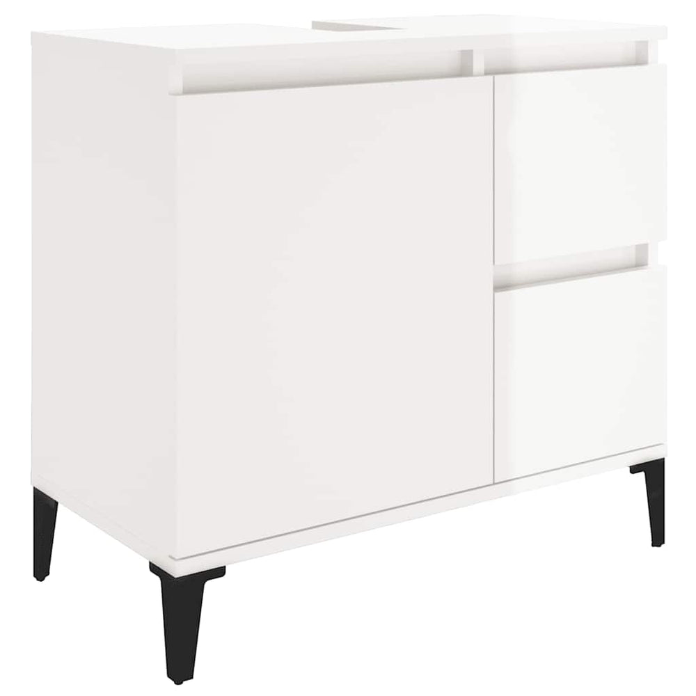 Dulap De Baie, Alb Extralucios, 65X33X60 Cm, Lemn Prelucrat