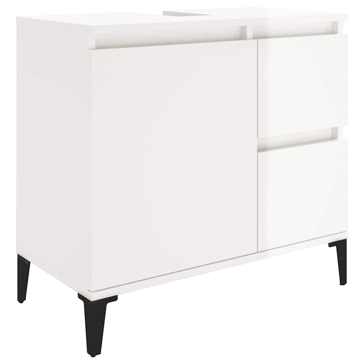 Dulap De Baie, Alb Extralucios, 65X33X60 Cm, Lemn Prelucrat