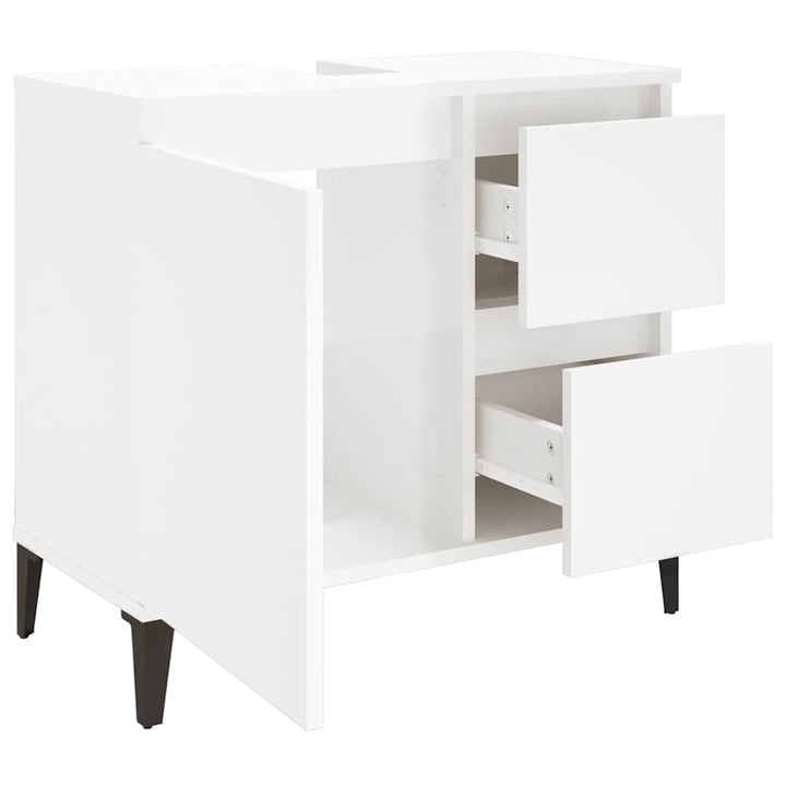 Dulap De Baie, Alb Extralucios, 65X33X60 Cm, Lemn Prelucrat
