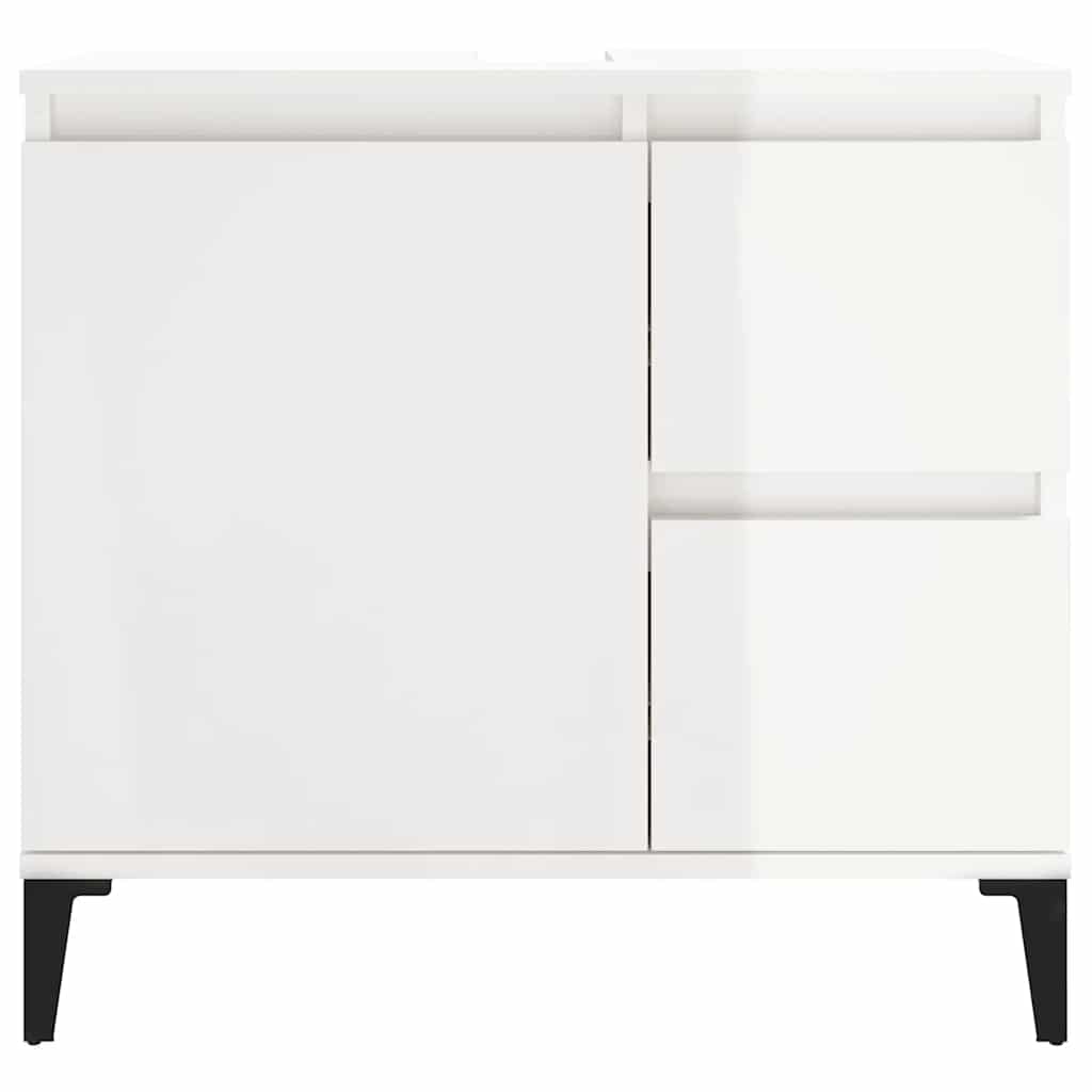 Dulap De Baie, Alb Extralucios, 65X33X60 Cm, Lemn Prelucrat
