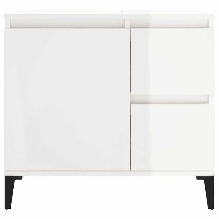 Dulap De Baie, Alb Extralucios, 65X33X60 Cm, Lemn Prelucrat