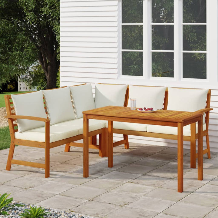 Set Mobilier De Grădină Cu Perne, 9 Piese, Lemn Masiv De Acacia