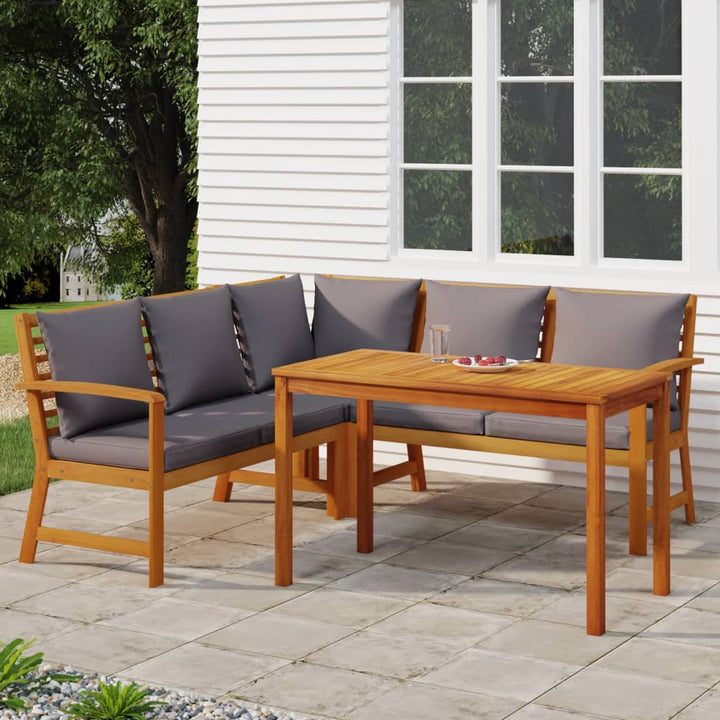 Set Mobilier De Grădină Cu Perne, 9 Piese, Lemn Masiv De Acacia