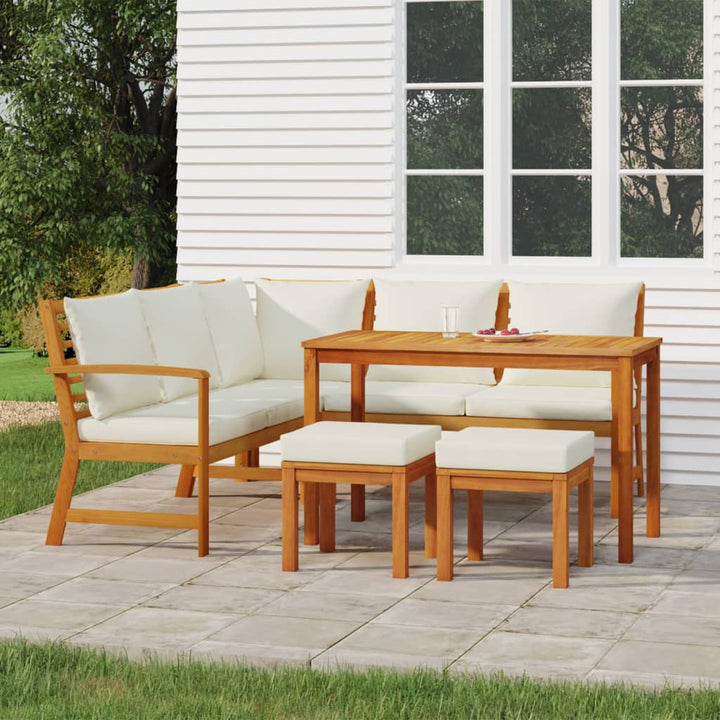 Set Mobilier De Grădină Cu Perne, 9 Piese, Lemn Masiv De Acacia