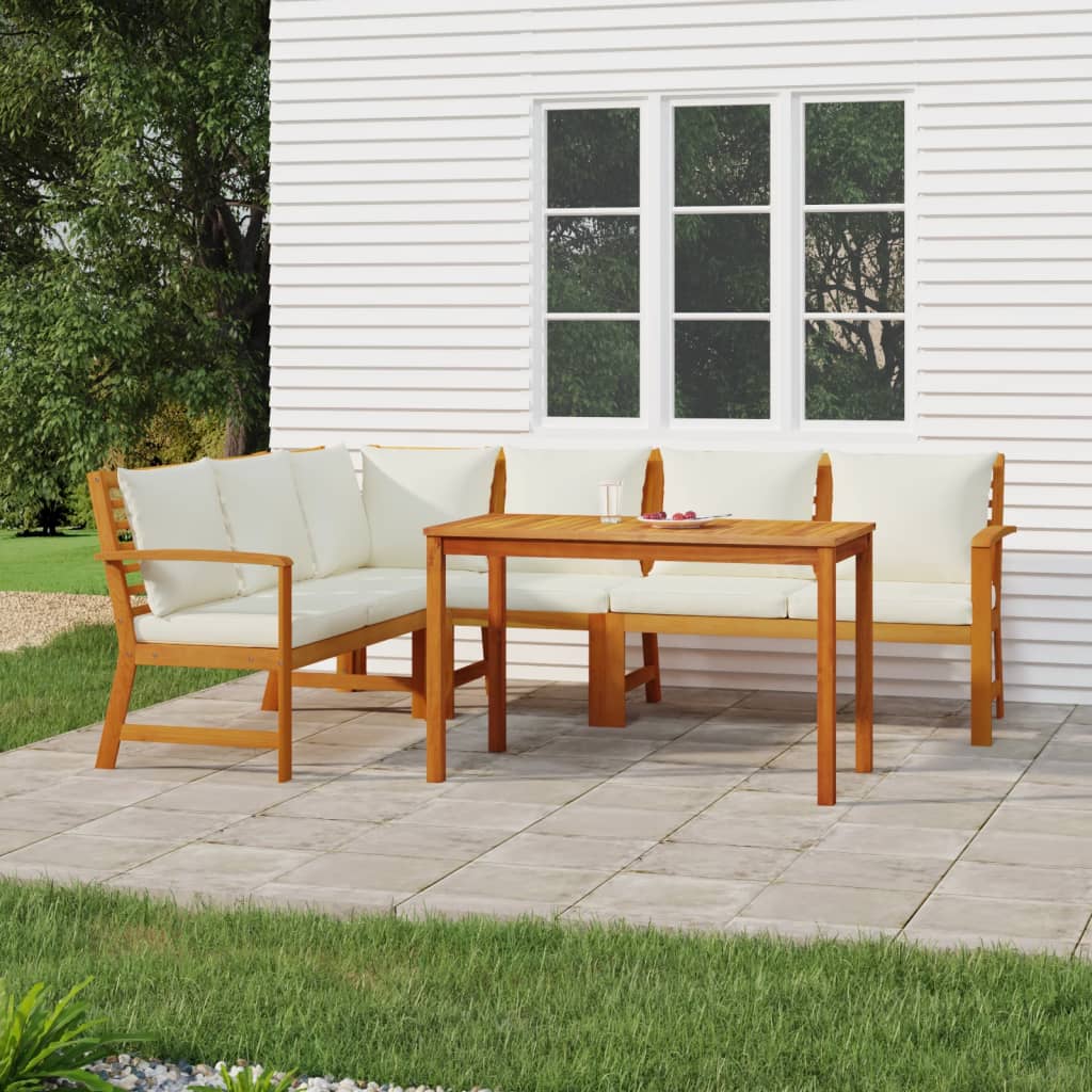 Set Mobilier De Grădină Cu Perne, 9 Piese, Lemn Masiv De Acacia