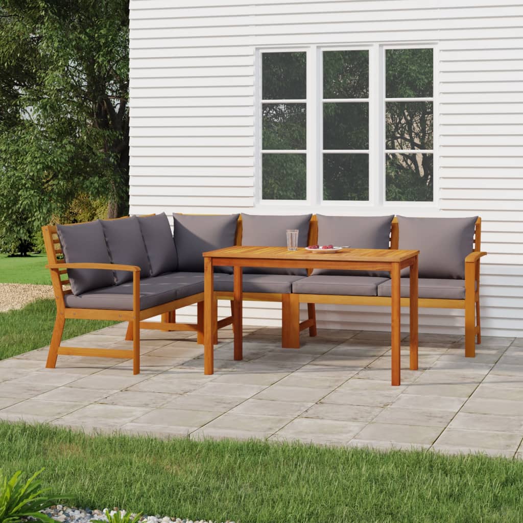Set Mobilier De Grădină Cu Perne, 9 Piese, Lemn Masiv De Acacia