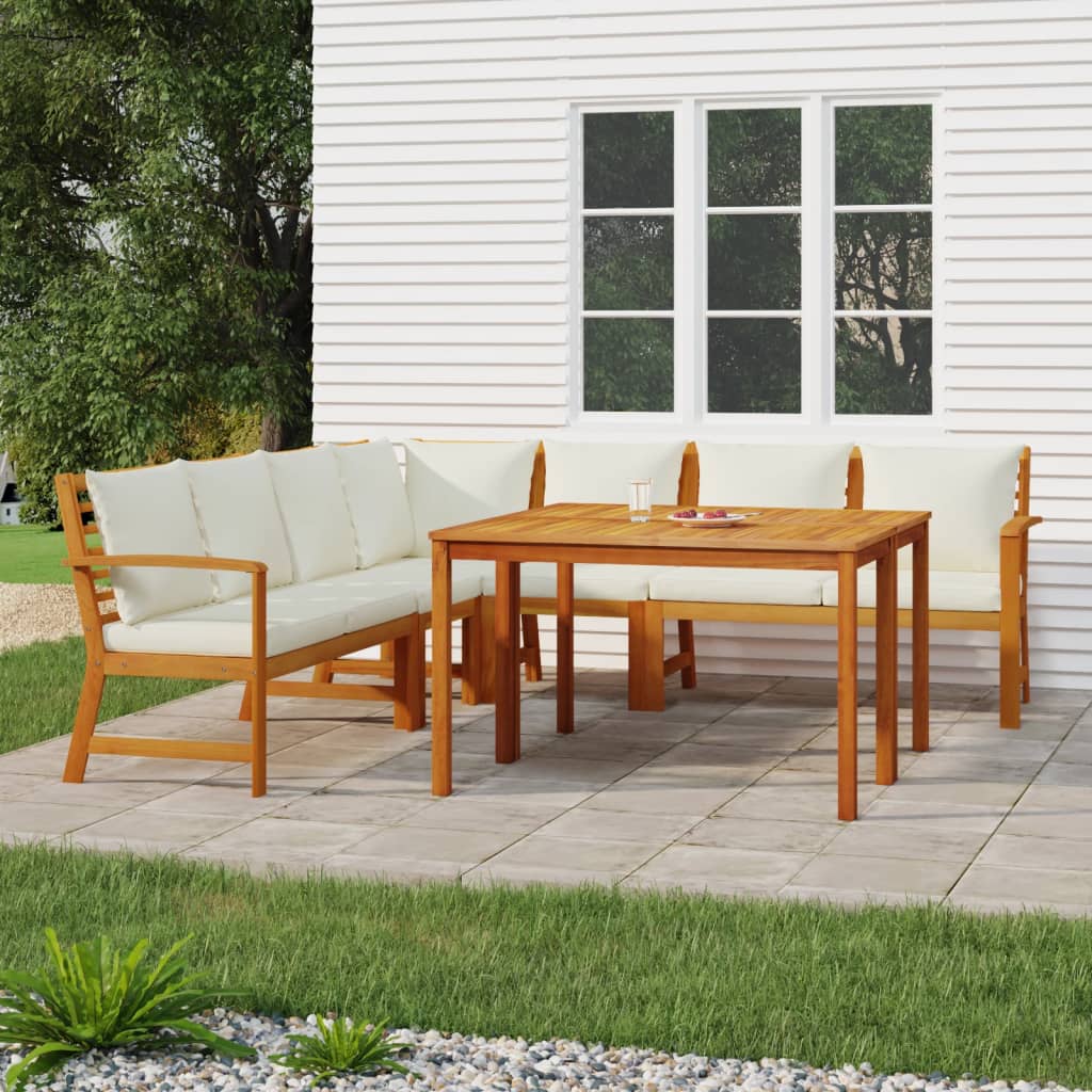 Set Mobilier De Grădină Cu Perne, 9 Piese, Lemn Masiv De Acacia